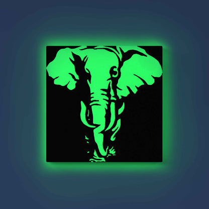 Walking Elephant Canvas DIY Painting – Glow in the Dark Kit for Adults & Kids | Eazy Arts DIY Art Set with Brushes - GID-ANM-016