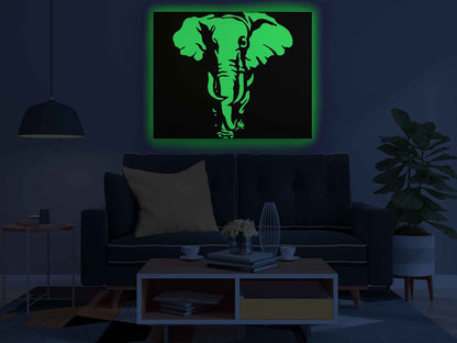 Walking Elephant Canvas DIY Painting – Glow in the Dark Kit for Adults & Kids | Eazy Arts DIY Art Set with Brushes - GID-ANM-016