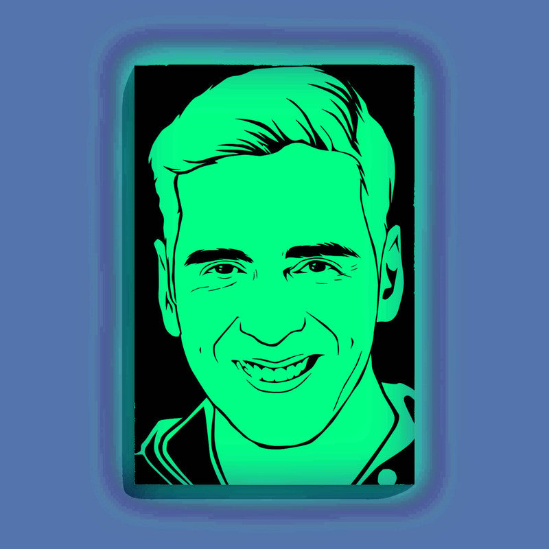 Akshay Kumar Canvas DIY Painting – Glow in the Dark Kit for Bollywood Fans | Eazy Arts DIY Art Set with Brushes, Glow Paint & Black Paint (Blue/Cyan/Green Glow Options) - 28 X 42 CM / Cyan / Without Frames - GID-FAN-001-11