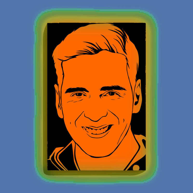 Akshay Kumar Canvas DIY Painting – Glow in the Dark Kit for Bollywood Fans | Eazy Arts DIY Art Set with Brushes, Glow Paint & Black Paint (Blue/Cyan/Green Glow Options) - 28 X 42 CM / Orange / Without Frames - GID-FAN-001-15