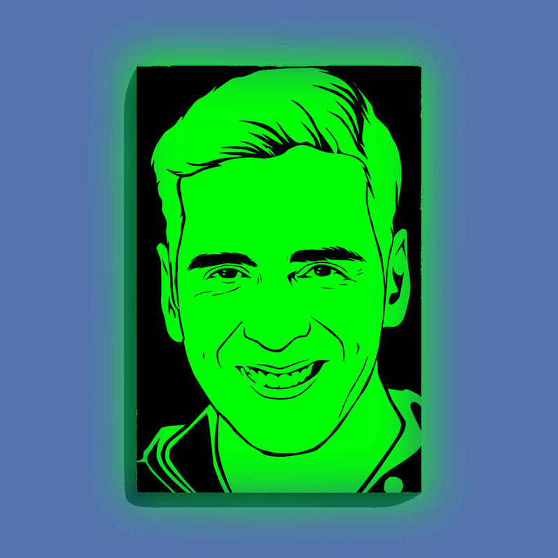 Akshay Kumar Canvas DIY Painting – Glow in the Dark Kit for Bollywood Fans | Eazy Arts DIY Art Set with Brushes, Glow Paint & Black Paint (Blue/Cyan/Green Glow Options) - 28 X 42 CM / Green / Without Frames - GID-FAN-001-13