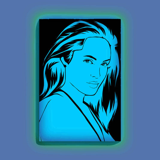 Angelina Jolie Canvas DIY Painting – Glow in the Dark Kit for Fans & Hobby Artists | Eazy Arts DIY Art Set with Brushes, Glow Paint & Black Paint (Blue/Cyan/Green Glow Options) - 25 X 38 CM / Blue / Without Frames - GID-FAN-002-1