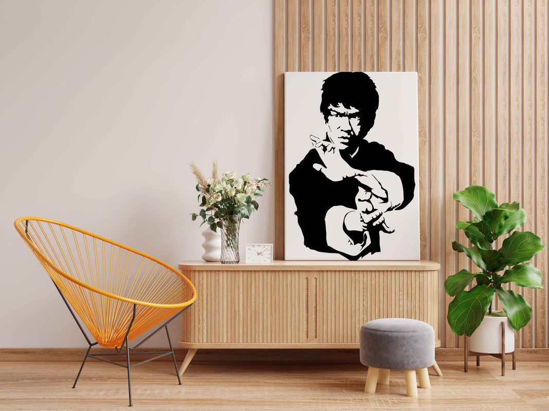 Bruce Lee Canvas DIY Painting – Glow in the Dark Kit for Martial Arts Fans | Eazy Arts DIY Art Set with Brushes, Glow Paint & Black Paint (Blue/Cyan/Green Glow Options) - GID-FAN-003