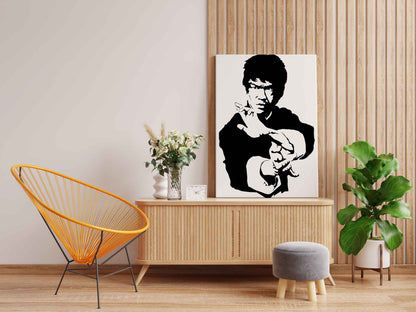 Bruce Lee Canvas DIY Painting – Glow in the Dark Kit for Martial Arts Fans | Eazy Arts DIY Art Set with Brushes, Glow Paint & Black Paint (Blue/Cyan/Green Glow Options) - GID-FAN-003