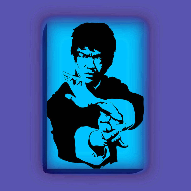 Bruce Lee Canvas DIY Painting – Glow in the Dark Kit for Martial Arts Fans | Eazy Arts DIY Art Set with Brushes, Glow Paint & Black Paint (Blue/Cyan/Green Glow Options) - 25 X 38 CM / Blue / Without Frames - GID-FAN-003-1