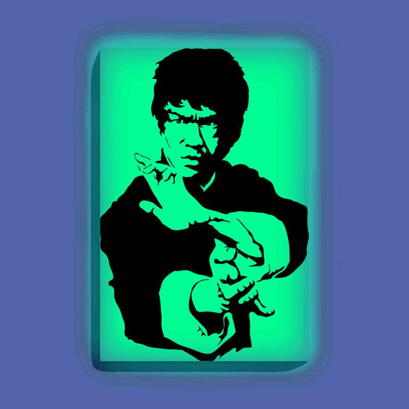 Bruce Lee Canvas DIY Painting – Glow in the Dark Kit for Martial Arts Fans | Eazy Arts DIY Art Set with Brushes, Glow Paint & Black Paint (Blue/Cyan/Green Glow Options) - 28 X 42 CM / Cyan / Without Frames - GID-FAN-003-11
