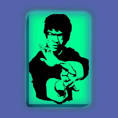 Bruce Lee Canvas DIY Painting – Glow in the Dark Kit for Martial Arts Fans | Eazy Arts DIY Art Set with Brushes, Glow Paint & Black Paint (Blue/Cyan/Green Glow Options) - 28 X 42 CM / Cyan / Without Frames - GID-FAN-003-11