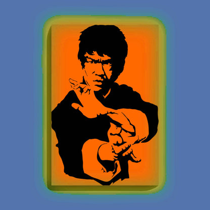 Bruce Lee Canvas DIY Painting – Glow in the Dark Kit for Martial Arts Fans | Eazy Arts DIY Art Set with Brushes, Glow Paint & Black Paint (Blue/Cyan/Green Glow Options) - 28 X 42 CM / Orange / Without Frames - GID-FAN-003-15