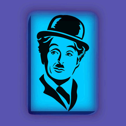 Charlie Chaplin Canvas DIY Painting – Glow in the Dark Kit for Classic Movie Fans | Eazy Arts DIY Art Set with Brushes, Glow Paint & Black Paint (Blue/Cyan/Green Glow Options) - 25 X 38 CM / Blue / Without Frames - GID-FAN-004-1