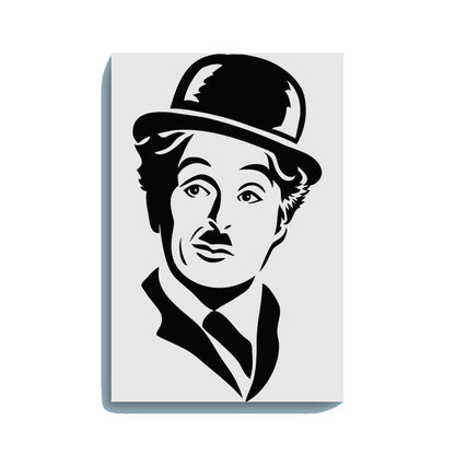 Charlie Chaplin Canvas DIY Painting – Glow in the Dark Kit for Classic Movie Fans | Eazy Arts DIY Art Set with Brushes, Glow Paint & Black Paint (Blue/Cyan/Green Glow Options) - GID-FAN-004
