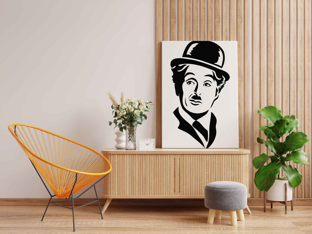 Charlie Chaplin Canvas DIY Painting – Glow in the Dark Kit for Classic Movie Fans | Eazy Arts DIY Art Set with Brushes, Glow Paint & Black Paint (Blue/Cyan/Green Glow Options) - GID-FAN-004