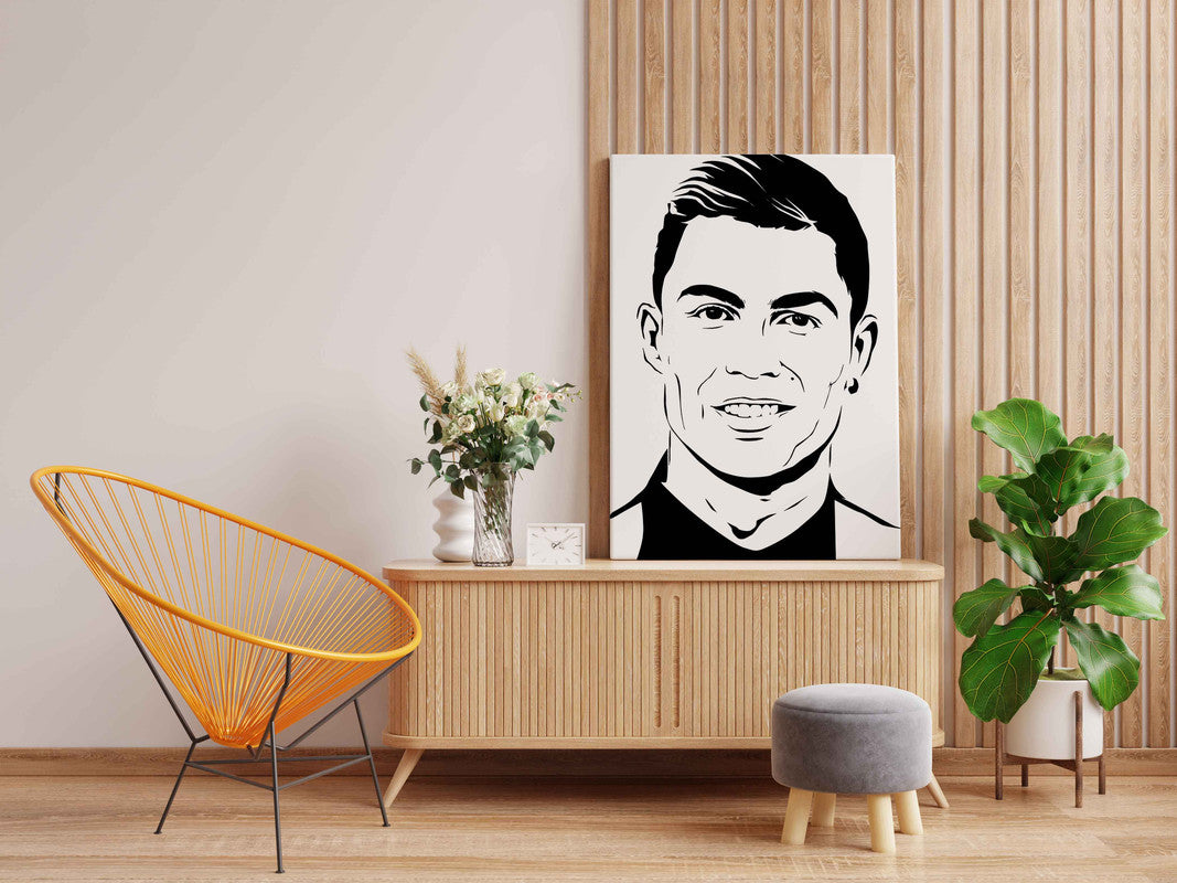 Cristiano Ronaldo Canvas DIY Painting – Glow in the Dark Kit for Football Fans | Eazy Arts DIY Art Set with Brushes, Glow Paint & Black Paint (Blue/Cyan/Green Glow Options) - GID-FAN-005