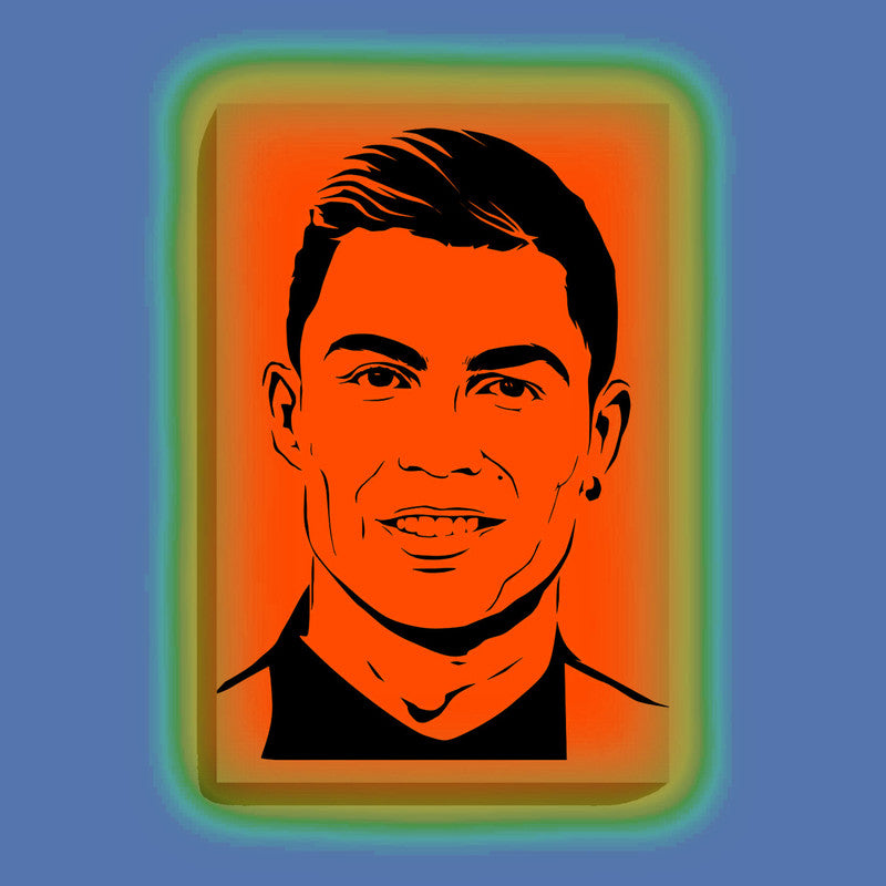 Cristiano Ronaldo Canvas DIY Painting – Glow in the Dark Kit for Football Fans | Eazy Arts DIY Art Set with Brushes, Glow Paint & Black Paint (Blue/Cyan/Green Glow Options) - 28 X 42 CM / Orange / Without Frames - GID-FAN-005-15