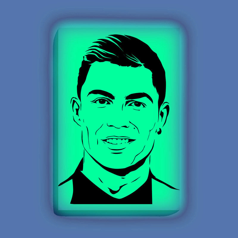 Cristiano Ronaldo Canvas DIY Painting – Glow in the Dark Kit for Football Fans | Eazy Arts DIY Art Set with Brushes, Glow Paint & Black Paint (Blue/Cyan/Green Glow Options) - 28 X 42 CM / Cyan / Without Frames - GID-FAN-005-11