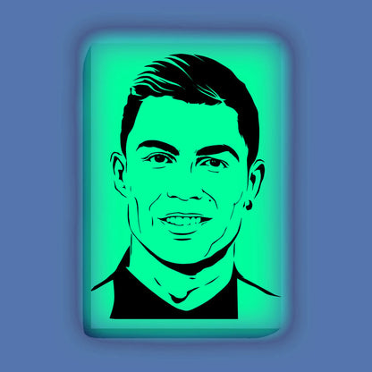 Cristiano Ronaldo Canvas DIY Painting – Glow in the Dark Kit for Football Fans | Eazy Arts DIY Art Set with Brushes, Glow Paint & Black Paint (Blue/Cyan/Green Glow Options) - 28 X 42 CM / Cyan / Without Frames - GID-FAN-005-11
