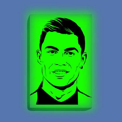 Cristiano Ronaldo Canvas DIY Painting – Glow in the Dark Kit for Football Fans | Eazy Arts DIY Art Set with Brushes, Glow Paint & Black Paint (Blue/Cyan/Green Glow Options) - 28 X 42 CM / Green / Without Frames - GID-FAN-005-13