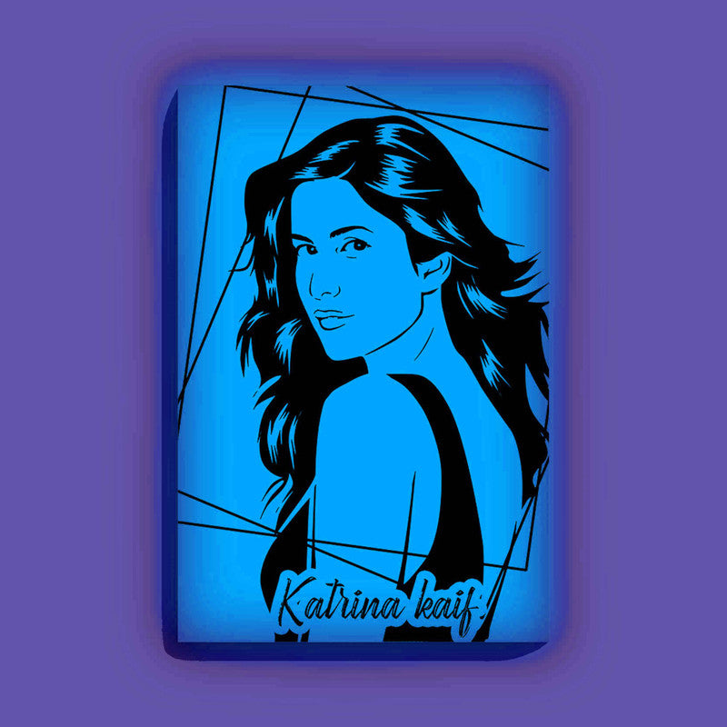 Katrina Kaif Canvas DIY Painting – Glow in the Dark Kit for Bollywood Fans | Eazy Arts DIY Art Set with Brushes, Glow Paint & Black Paint (Blue/Cyan/Green Glow Options) - 25 X 38 CM / Blue / Without Frames - GID-FAN-007-1