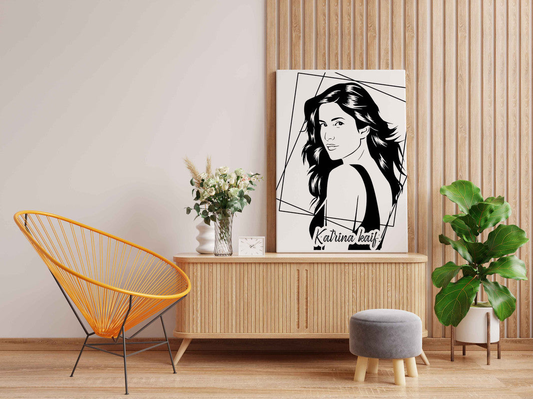 Katrina Kaif Canvas DIY Painting – Glow in the Dark Kit for Bollywood Fans | Eazy Arts DIY Art Set with Brushes, Glow Paint & Black Paint (Blue/Cyan/Green Glow Options) - GID-FAN-007