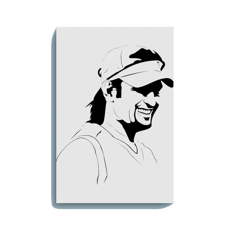MS Dhoni Canvas DIY Painting – Glow in the Dark Kit for Cricket Fans | Eazy Arts DIY Art Set with Brushes, Glow Paint & Black Paint (Blue/Cyan/Green Glow Options) - GID-FAN-008