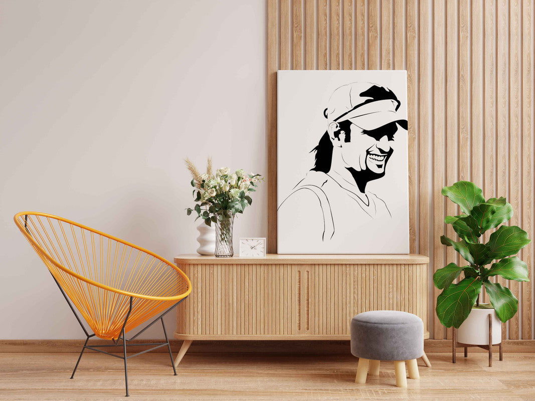 MS Dhoni Canvas DIY Painting – Glow in the Dark Kit for Cricket Fans | Eazy Arts DIY Art Set with Brushes, Glow Paint & Black Paint (Blue/Cyan/Green Glow Options) - GID-FAN-008