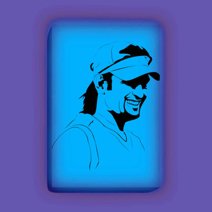 MS Dhoni Canvas DIY Painting – Glow in the Dark Kit for Cricket Fans | Eazy Arts DIY Art Set with Brushes, Glow Paint & Black Paint (Blue/Cyan/Green Glow Options) - 25 X 38 CM / Blue / Without Frames - GID-FAN-008-1