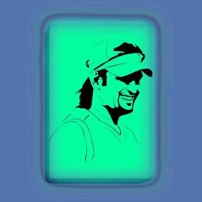 MS Dhoni Canvas DIY Painting – Glow in the Dark Kit for Cricket Fans | Eazy Arts DIY Art Set with Brushes, Glow Paint & Black Paint (Blue/Cyan/Green Glow Options) - 28 X 42 CM / Cyan / Without Frames - GID-FAN-008-11