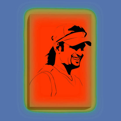 MS Dhoni Canvas DIY Painting – Glow in the Dark Kit for Cricket Fans | Eazy Arts DIY Art Set with Brushes, Glow Paint & Black Paint (Blue/Cyan/Green Glow Options) - 28 X 42 CM / Orange / Without Frames - GID-FAN-008-15