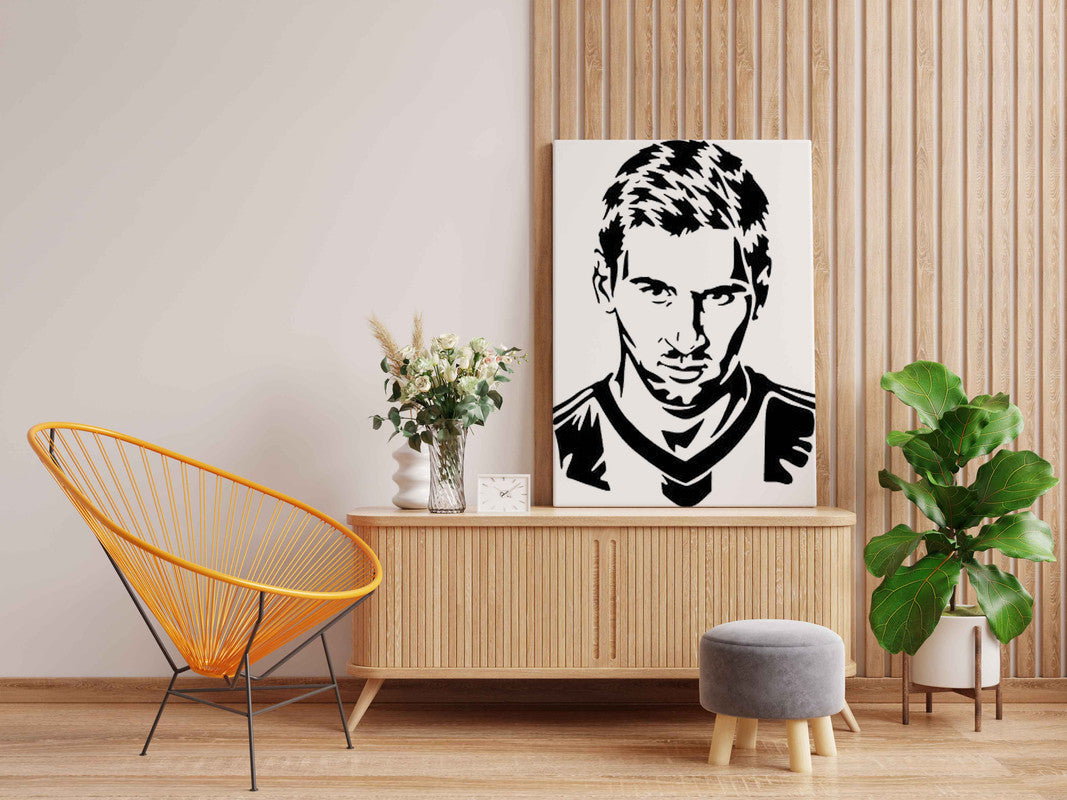 Lionel Messi Canvas DIY Painting – Glow in the Dark Kit for Football Fans | Eazy Arts DIY Art Set with Brushes, Glow Paint & Black Paint (Blue/Cyan/Green Glow Options) - GID-FAN-009