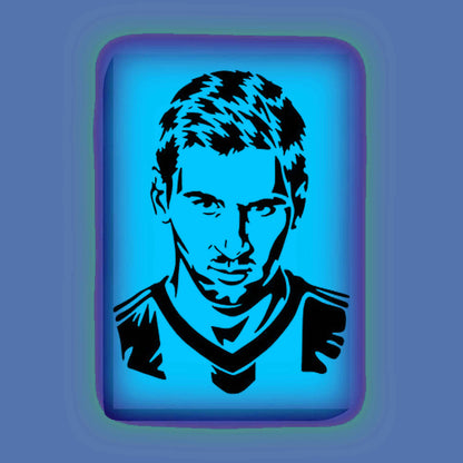 Lionel Messi Canvas DIY Painting – Glow in the Dark Kit for Football Fans | Eazy Arts DIY Art Set with Brushes, Glow Paint & Black Paint (Blue/Cyan/Green Glow Options) - 25 X 38 CM / Blue / Without Frames - GID-FAN-009-1