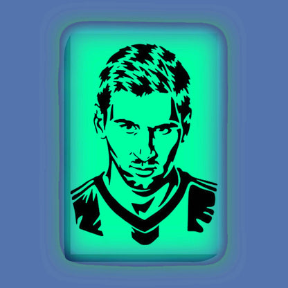 Lionel Messi Canvas DIY Painting – Glow in the Dark Kit for Football Fans | Eazy Arts DIY Art Set with Brushes, Glow Paint & Black Paint (Blue/Cyan/Green Glow Options) - 28 X 42 CM / Cyan / Without Frames - GID-FAN-009-11