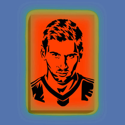 Lionel Messi Canvas DIY Painting – Glow in the Dark Kit for Football Fans | Eazy Arts DIY Art Set with Brushes, Glow Paint & Black Paint (Blue/Cyan/Green Glow Options) - 28 X 42 CM / Orange / Without Frames - GID-FAN-009-15