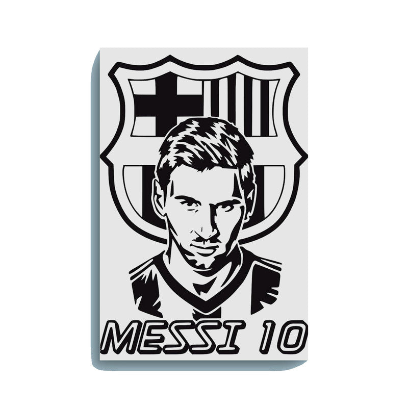 Messi 10 with FC Barcelona Logo Canvas DIY Painting – Glow in the Dark Kit for Football Fans | Eazy Arts DIY Art Set with Brushes, Glow Paint & Black Paint (Blue/Cyan/Green Glow Options) - GID-FAN-010