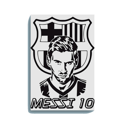 Messi 10 with FC Barcelona Logo Canvas DIY Painting – Glow in the Dark Kit for Football Fans | Eazy Arts DIY Art Set with Brushes, Glow Paint & Black Paint (Blue/Cyan/Green Glow Options) - GID-FAN-010