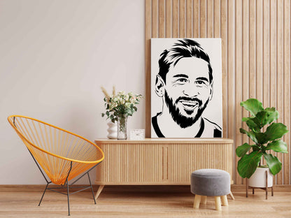 Smiling Lionel Messi Canvas DIY Painting – Glow in the Dark Kit for Football Fans | Eazy Arts DIY Art Set with Brushes, Glow Paint & Black Paint (Blue/Cyan/Green Glow Options) - GID-FAN-011