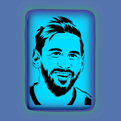 Smiling Lionel Messi Canvas DIY Painting – Glow in the Dark Kit for Football Fans | Eazy Arts DIY Art Set with Brushes, Glow Paint & Black Paint (Blue/Cyan/Green Glow Options) - 25 X 38 CM / Blue / Without Frames - GID-FAN-011-1