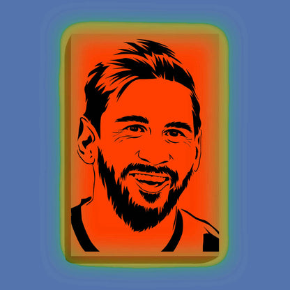 Smiling Lionel Messi Canvas DIY Painting – Glow in the Dark Kit for Football Fans | Eazy Arts DIY Art Set with Brushes, Glow Paint & Black Paint (Blue/Cyan/Green Glow Options) - 28 X 42 CM / Orange / Without Frames - GID-FAN-011-15