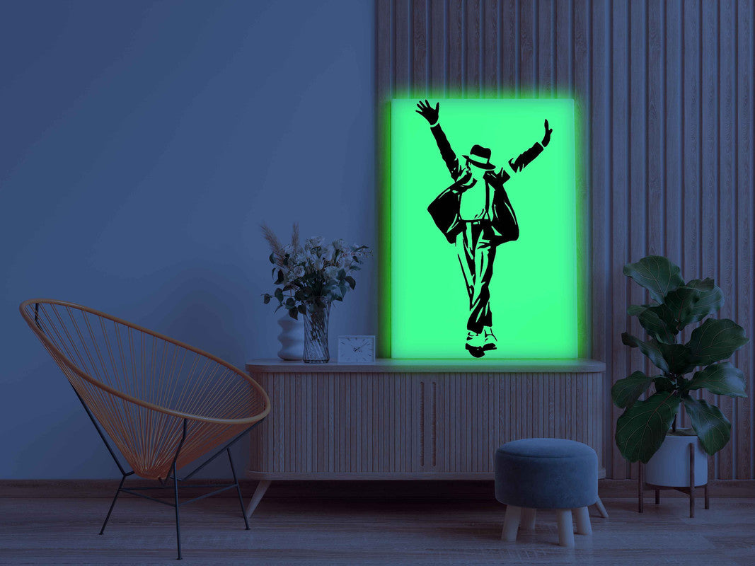 Michael Jackson Dancing Canvas DIY Painting – Glow in the Dark Kit for Music Fans | Eazy Arts DIY Art Set with Brushes, Glow Paint & Black Paint (Blue/Cyan/Green Glow Options) - GID-FAN-012