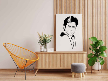 Shah Rukh Khan Canvas DIY Painting – Glow in the Dark Kit for Bollywood Fans | Eazy Arts DIY Art Set with Brushes, Glow Paint & Black Paint (Blue/Cyan/Green Glow Options) - GID-FAN-013