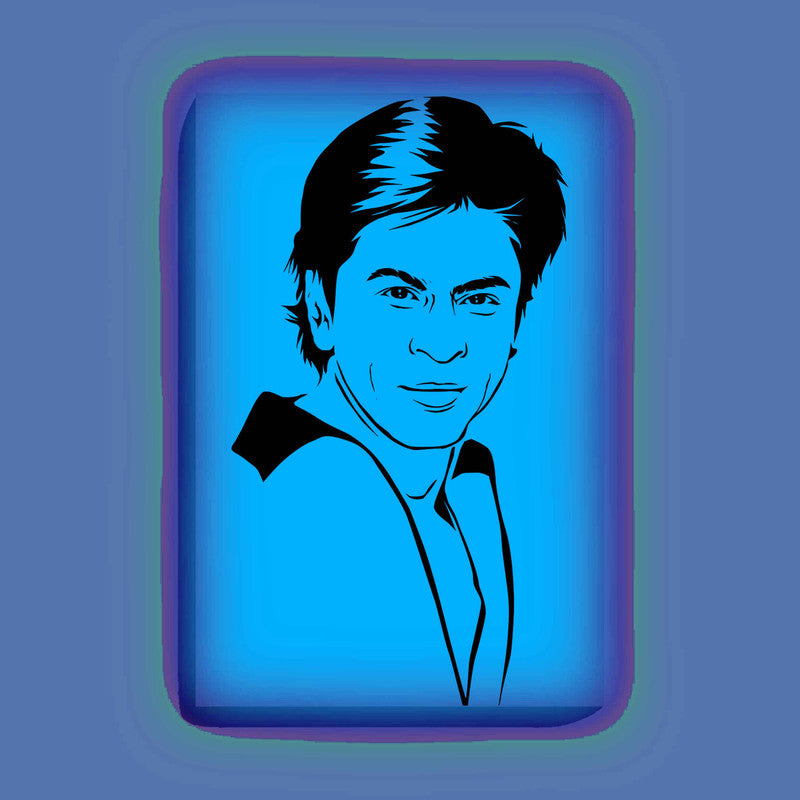 Shah Rukh Khan Canvas DIY Painting – Glow in the Dark Kit for Bollywood Fans | Eazy Arts DIY Art Set with Brushes, Glow Paint & Black Paint (Blue/Cyan/Green Glow Options) - 25 X 38 CM / Blue / Without Frames - GID-FAN-013-1