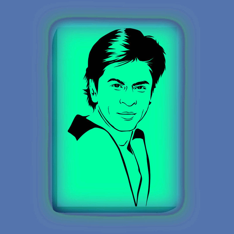 Shah Rukh Khan Canvas DIY Painting – Glow in the Dark Kit for Bollywood Fans | Eazy Arts DIY Art Set with Brushes, Glow Paint & Black Paint (Blue/Cyan/Green Glow Options) - 28 X 42 CM / Cyan / Without Frames - GID-FAN-013-11