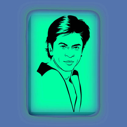Shah Rukh Khan Canvas DIY Painting – Glow in the Dark Kit for Bollywood Fans | Eazy Arts DIY Art Set with Brushes, Glow Paint & Black Paint (Blue/Cyan/Green Glow Options) - 28 X 42 CM / Cyan / Without Frames - GID-FAN-013-11