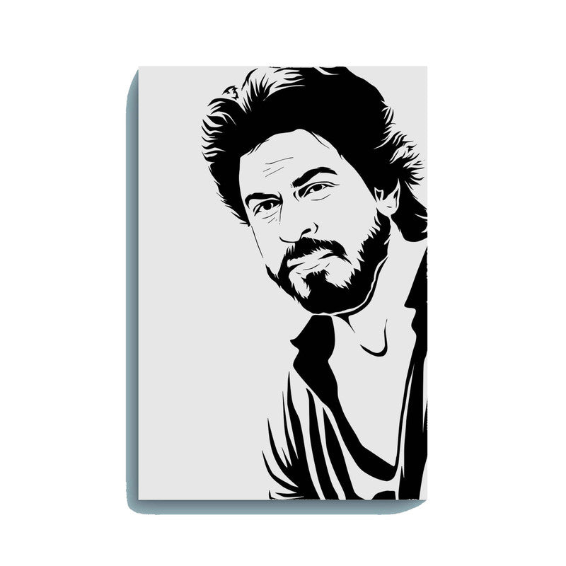 Bearded Shah Rukh Khan Canvas DIY Painting – Glow in the Dark Kit for Bollywood Fans | Eazy Arts DIY Art Set with Brushes, Glow Paint & Black Paint (Blue/Cyan/Green Glow Options) - GID-FAN-014