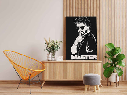 Vijay Master Poster Style Canvas DIY Painting – Glow in the Dark Kit for Thalapathy Fans | Eazy Arts DIY Art Set with Brushes, Glow Paint & Black Paint (Blue/Cyan/Green Glow Options) - GID-FAN-015
