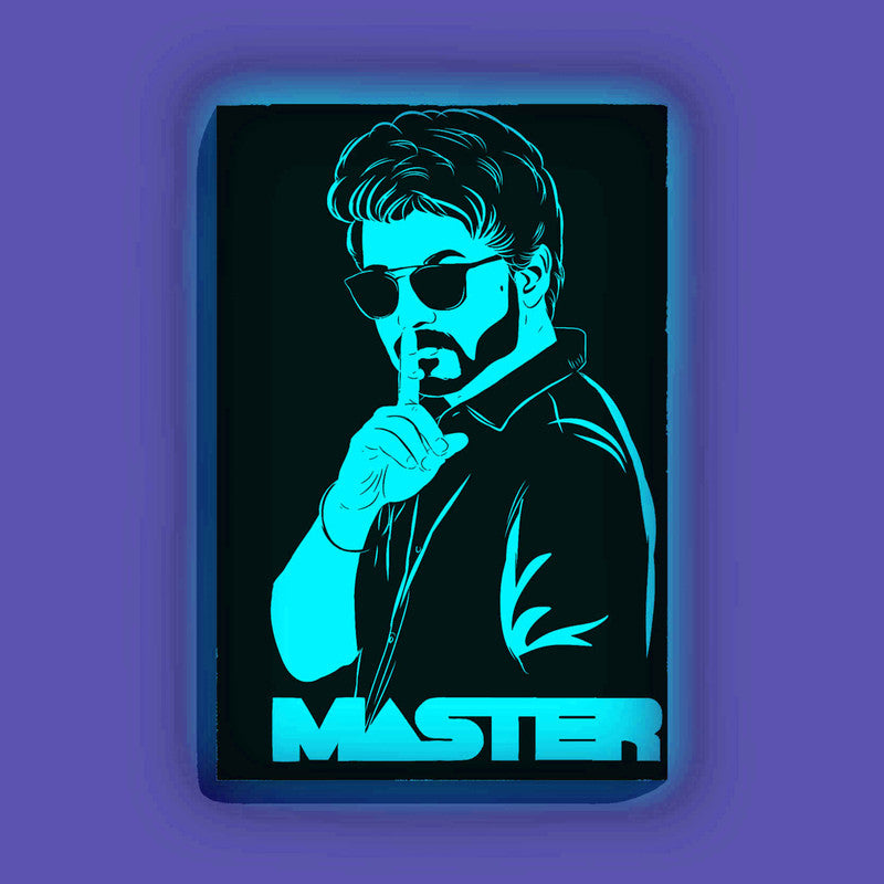 Vijay Master Poster Style Canvas DIY Painting – Glow in the Dark Kit for Thalapathy Fans | Eazy Arts DIY Art Set with Brushes, Glow Paint & Black Paint (Blue/Cyan/Green Glow Options) - 25 X 38 CM / Blue / Without Frames - GID-FAN-015-1
