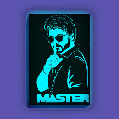 Vijay Master Poster Style Canvas DIY Painting – Glow in the Dark Kit for Thalapathy Fans | Eazy Arts DIY Art Set with Brushes, Glow Paint & Black Paint (Blue/Cyan/Green Glow Options) - 25 X 38 CM / Blue / Without Frames - GID-FAN-015-1