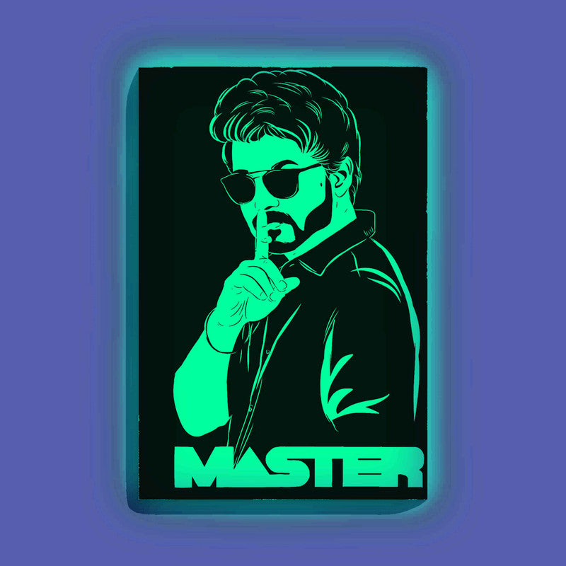 Vijay Master Poster Style Canvas DIY Painting – Glow in the Dark Kit for Thalapathy Fans | Eazy Arts DIY Art Set with Brushes, Glow Paint & Black Paint (Blue/Cyan/Green Glow Options) - 28 X 42 CM / Cyan / Without Frames - GID-FAN-015-11