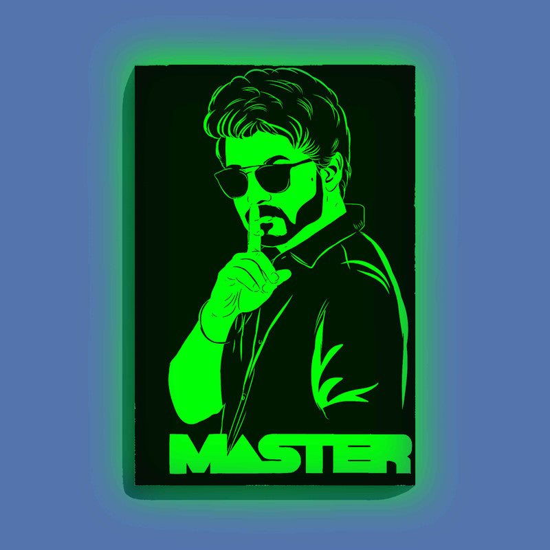 Vijay Master Poster Style Canvas DIY Painting – Glow in the Dark Kit for Thalapathy Fans | Eazy Arts DIY Art Set with Brushes, Glow Paint & Black Paint (Blue/Cyan/Green Glow Options) - 28 X 42 CM / Green / Without Frames - GID-FAN-015-13