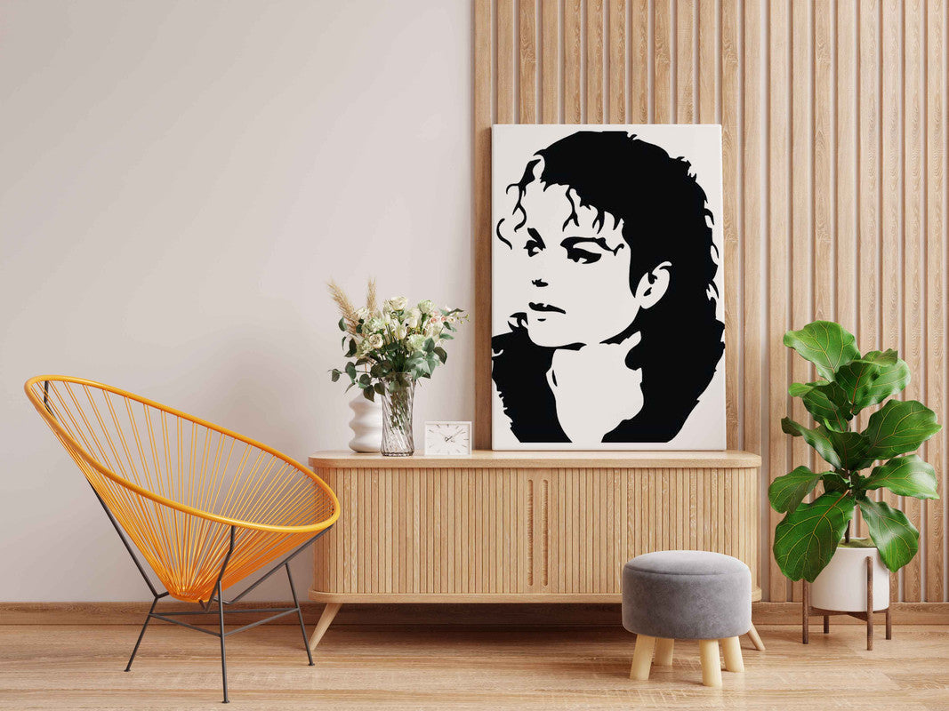 Michael Jackson Portrait Canvas DIY Painting – Glow in the Dark Kit for MJ Fans | Eazy Arts DIY Art Set with Brushes, Glow Paint & Black Paint (Blue/Cyan/Green Glow Options) - GID-FAN-016