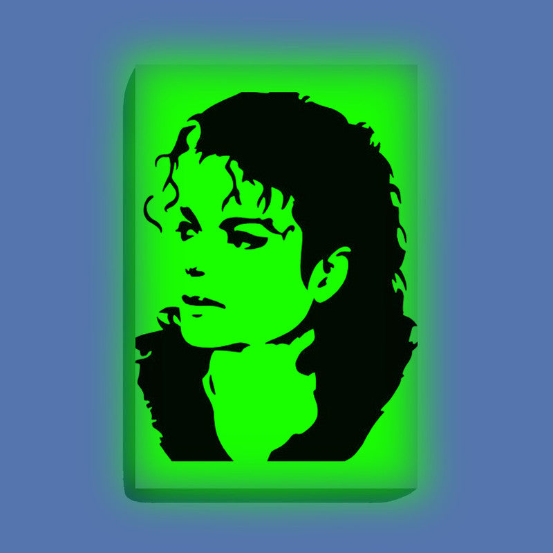 Michael Jackson Portrait Canvas DIY Painting – Glow in the Dark Kit for MJ Fans | Eazy Arts DIY Art Set with Brushes, Glow Paint & Black Paint (Blue/Cyan/Green Glow Options) - 28 X 42 CM / Green / Without Frames - GID-FAN-016-13
