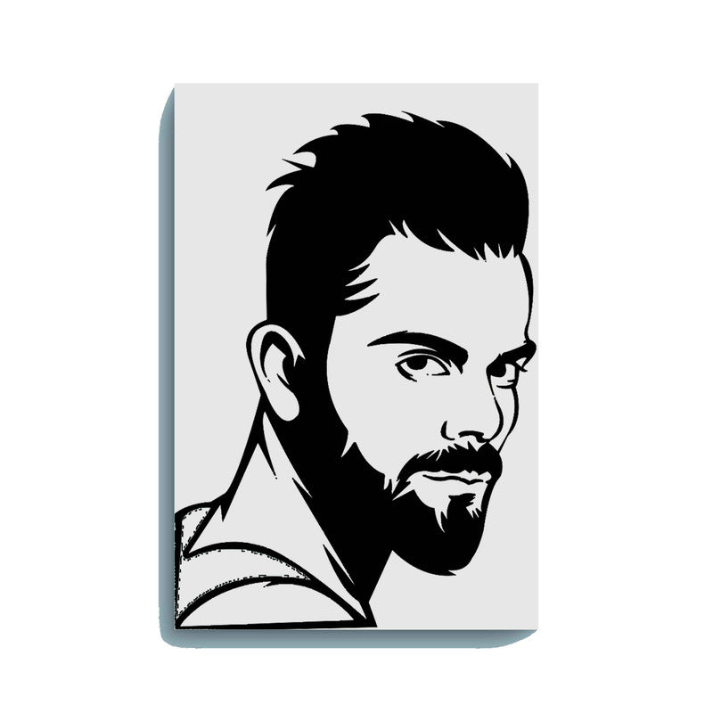 Virat Kohli Portrait Canvas DIY Painting – Glow in the Dark Kit for Cricket Fans | Eazy Arts Art Set with Brushes, Glow Paint & Black Paint (Blue/Cyan/Green Glow Options) - GID-FAN-017